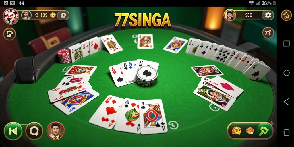 Tampilan gameplay Gaple yang seru di 77SINGA.