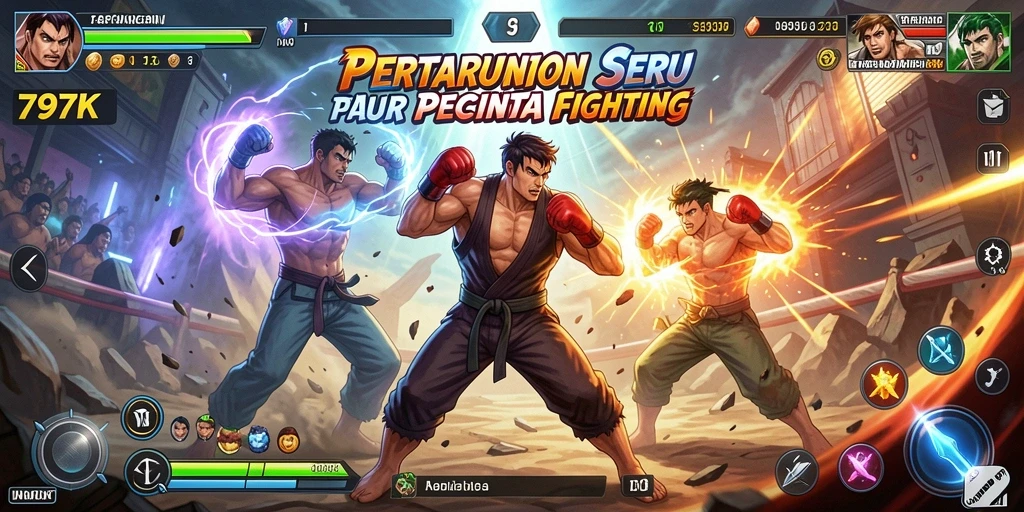 Screenshot gameplay 797K menampilkan pertarungan yang seru dan mendebarkan.