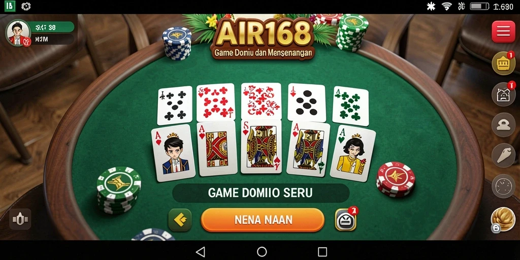 Menampilkan gameplay seru dari game Domino AIR168.