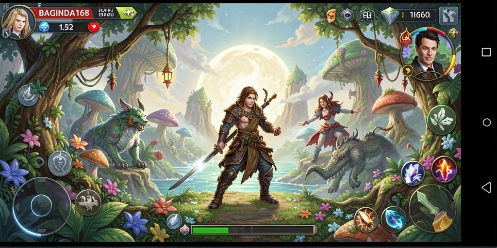 Gameplay BAGINDA168 dengan pemandangan menakjubkan dari dunia petualangan.
