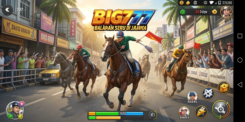 Screenshot gameplay BIG777 yang menampilkan aksi balapan yang intens.