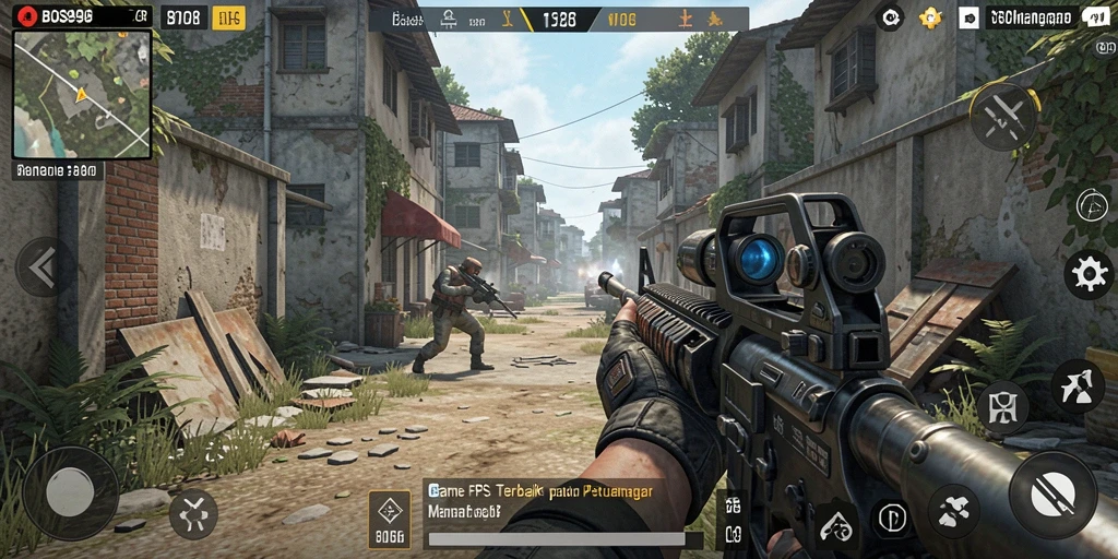 Screenshot utama BOS898 menampilkan aksi menembak yang intens dalam mode FPS.