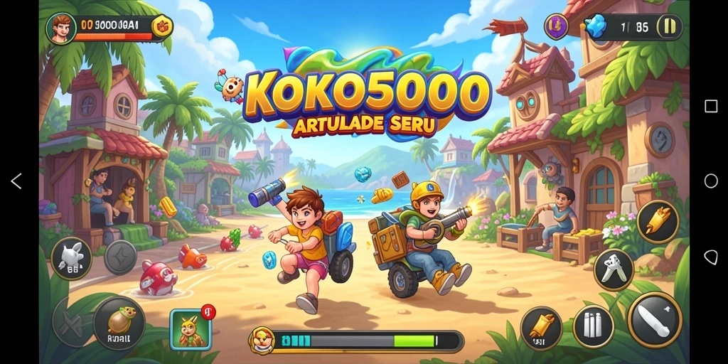 Screenshot KOKO5000 menunjukkan gameplay Arcade yang dinamis dan penuh aksi.