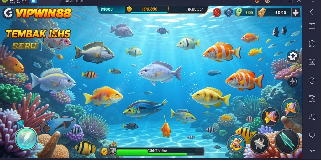 Screenshot utama VIPWIN88 menampilkan aksi Tembak Ikan yang seru.