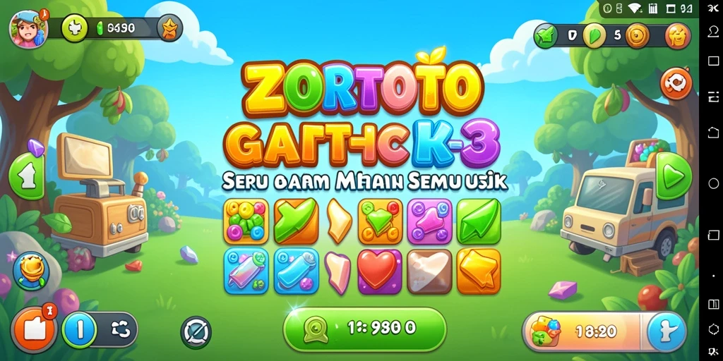 Tampilan gameplay ZORTOTO yang penuh warna dan menantang.